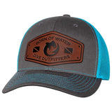 BORNOFWATER Dive Outfitters Hammerhead Shark Leather Patch Hat
