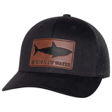 BORNOFWATER Shark Silhouette Leather Patch Hat