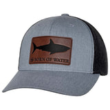 BORNOFWATER Shark Silhouette Leather Patch Hat