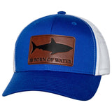 BORNOFWATER Shark Silhouette Leather Patch Hat