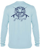BORNOFWATER Spearfishing T-Shirt: UV Performance Long Sleeve: Skull & Spearguns