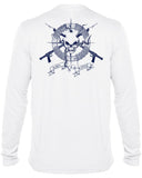 BORNOFWATER Spearfishing T-Shirt: UV Performance Long Sleeve: Skull & Spearguns
