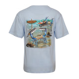 Qassar Half Sleeve Cotton T-Shirt - Crab light blue